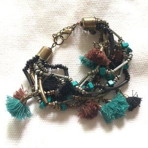 2/$15 Chunky Boho Teal Navy Dangly Bracelet